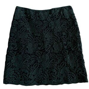 Per Se Forest Green Pencil Skirt Lace Overlay Sz 14 Dark Academia